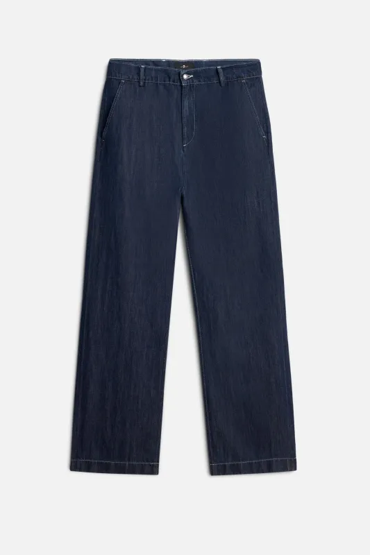 WIDE LEG CHINO in Indigo Linen Nocturnal sold by 7 For All Mankind