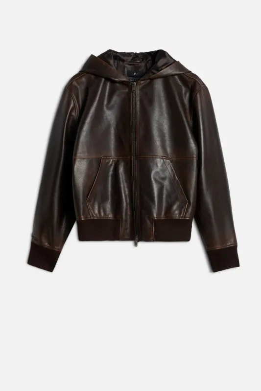 ZIP UP HOODIE in Leather Espresso sold by 7 For All Mankind