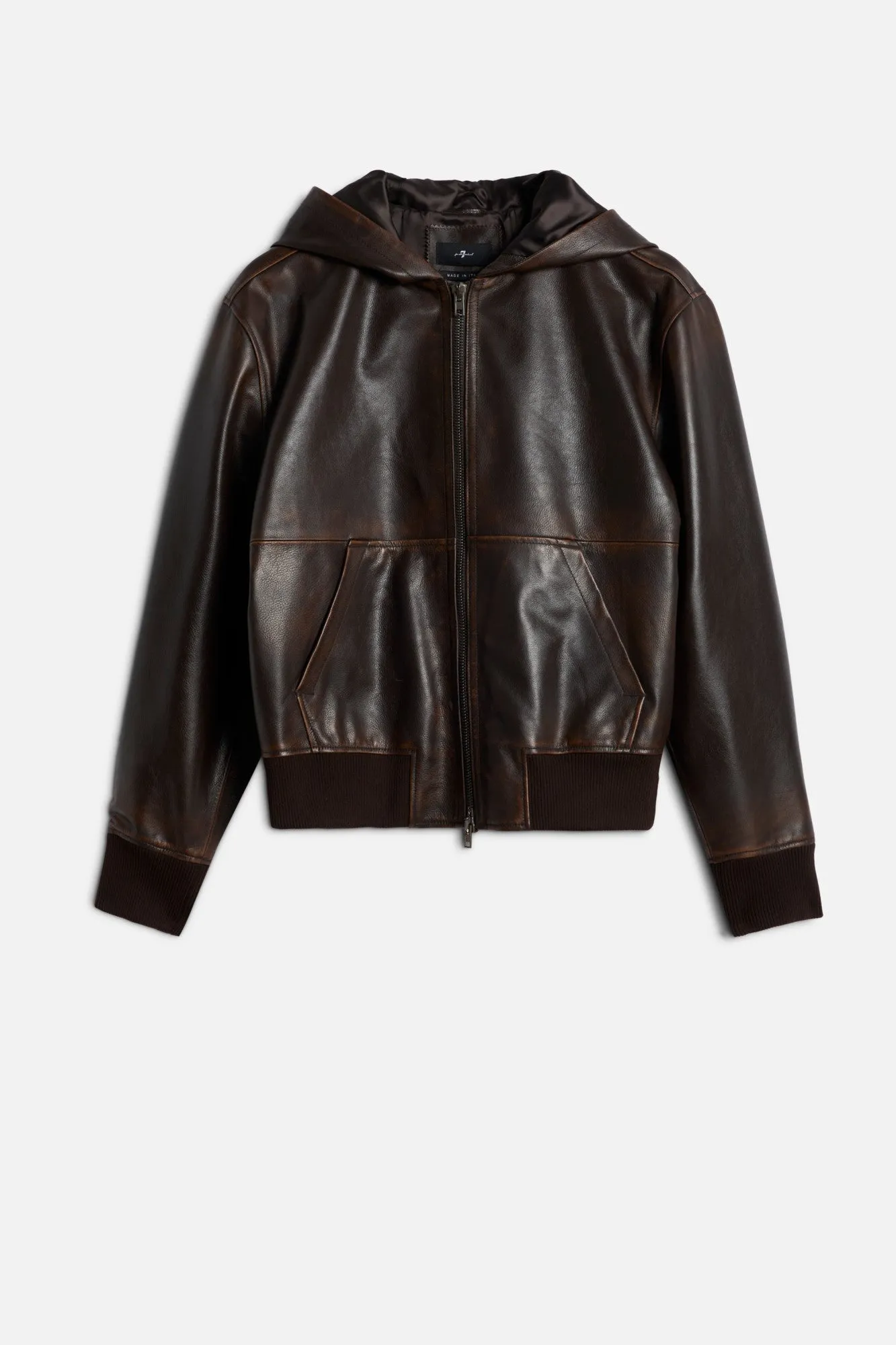 ZIP UP HOODIE in Leather Espresso sold by 7 For All Mankind