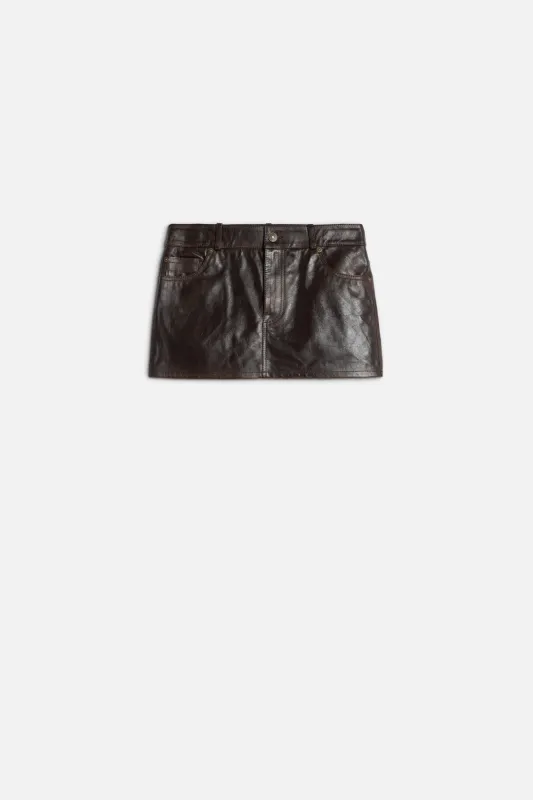 MINI SKIRT in Leather Vintage Brown sold by 7 For All Mankind