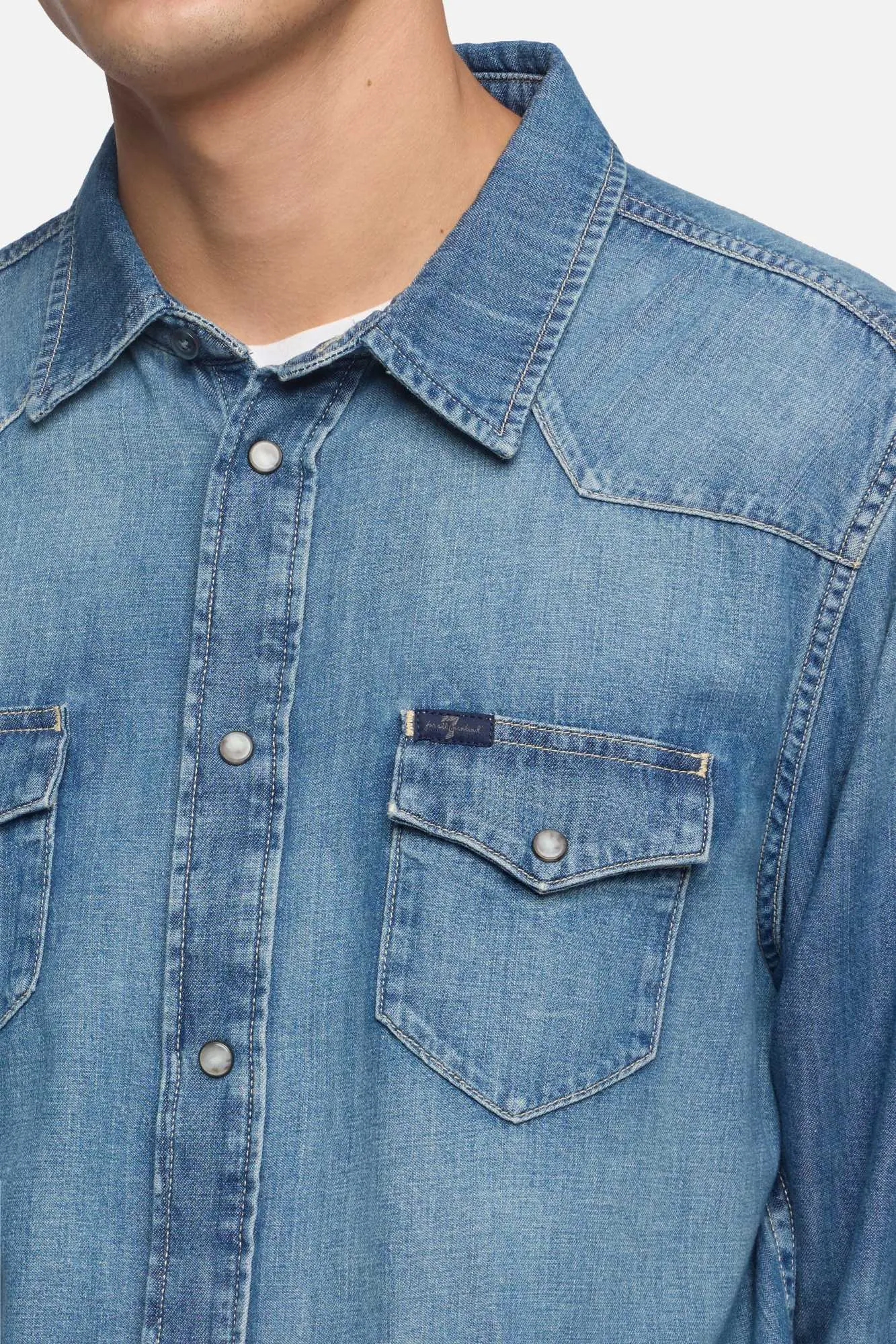 DENIM WESTERN SHIRT in Border sold by 7 For All Mankind product image thumbnail 4