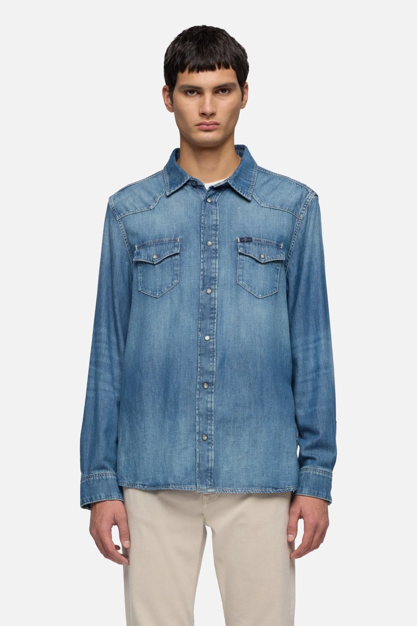 DENIM WESTERN SHIRT in Border sold by 7 For All Mankind product image thumbnail 3