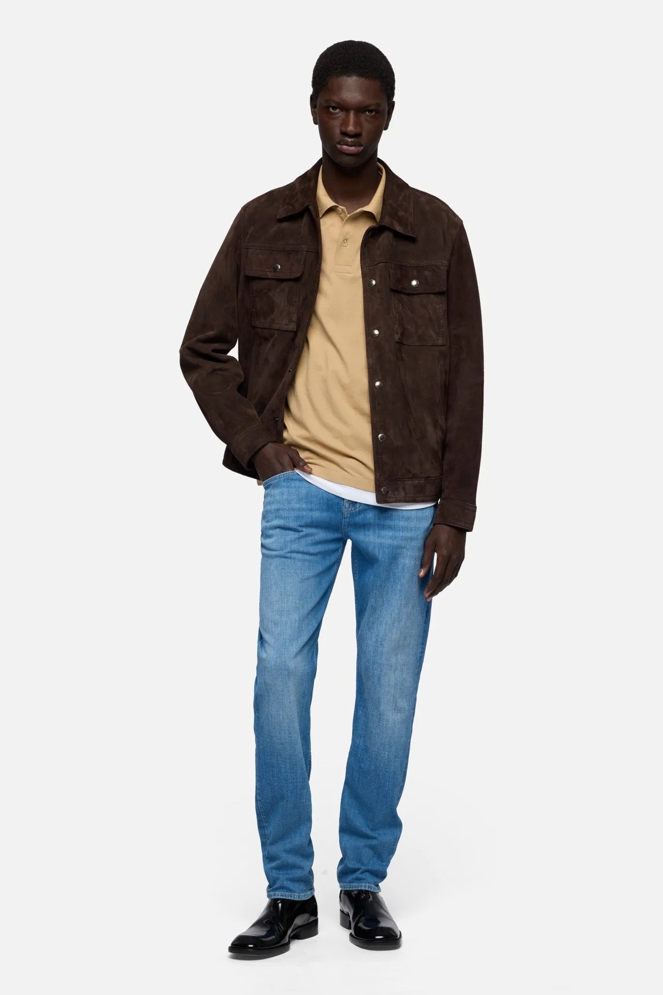 DOUBLE LAYER POLO in Tan sold by 7 For All Mankind product image thumbnail 2