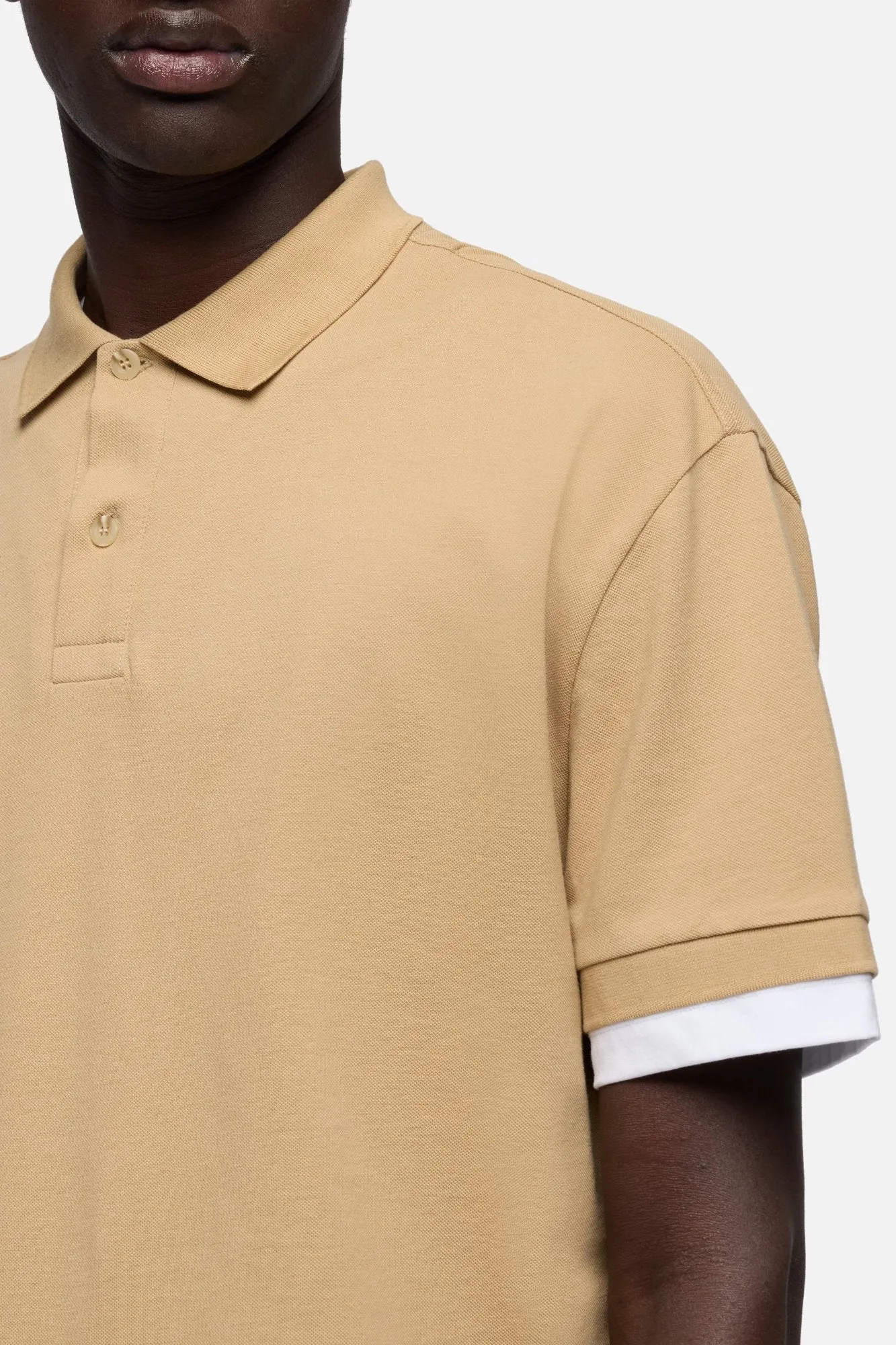 DOUBLE LAYER POLO in Tan sold by 7 For All Mankind product image thumbnail 4