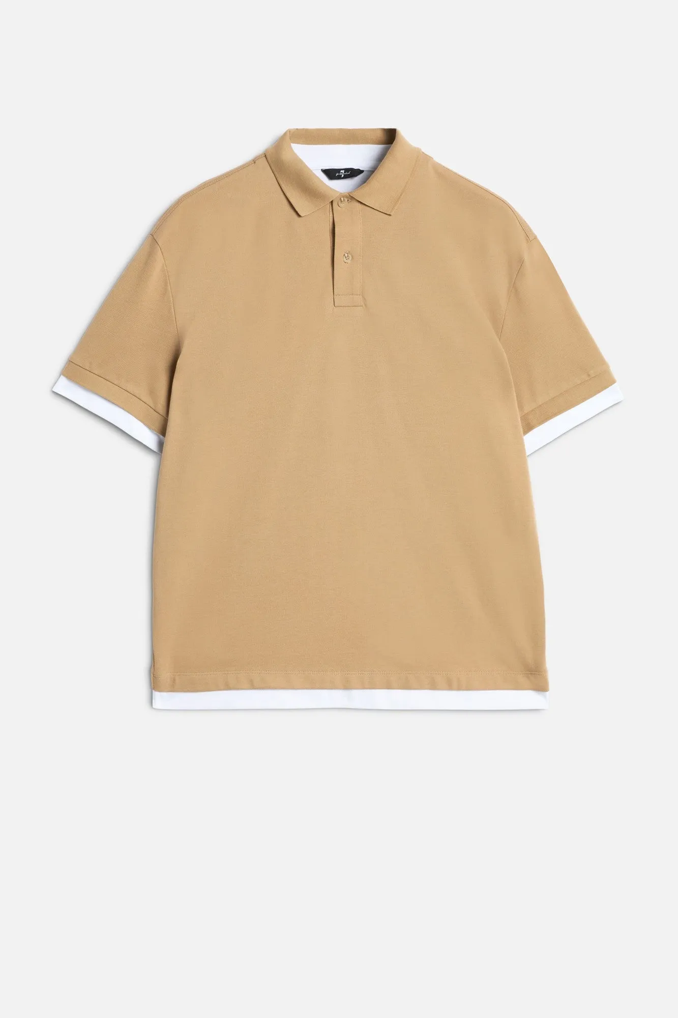 DOUBLE LAYER POLO in Tan sold by 7 For All Mankind