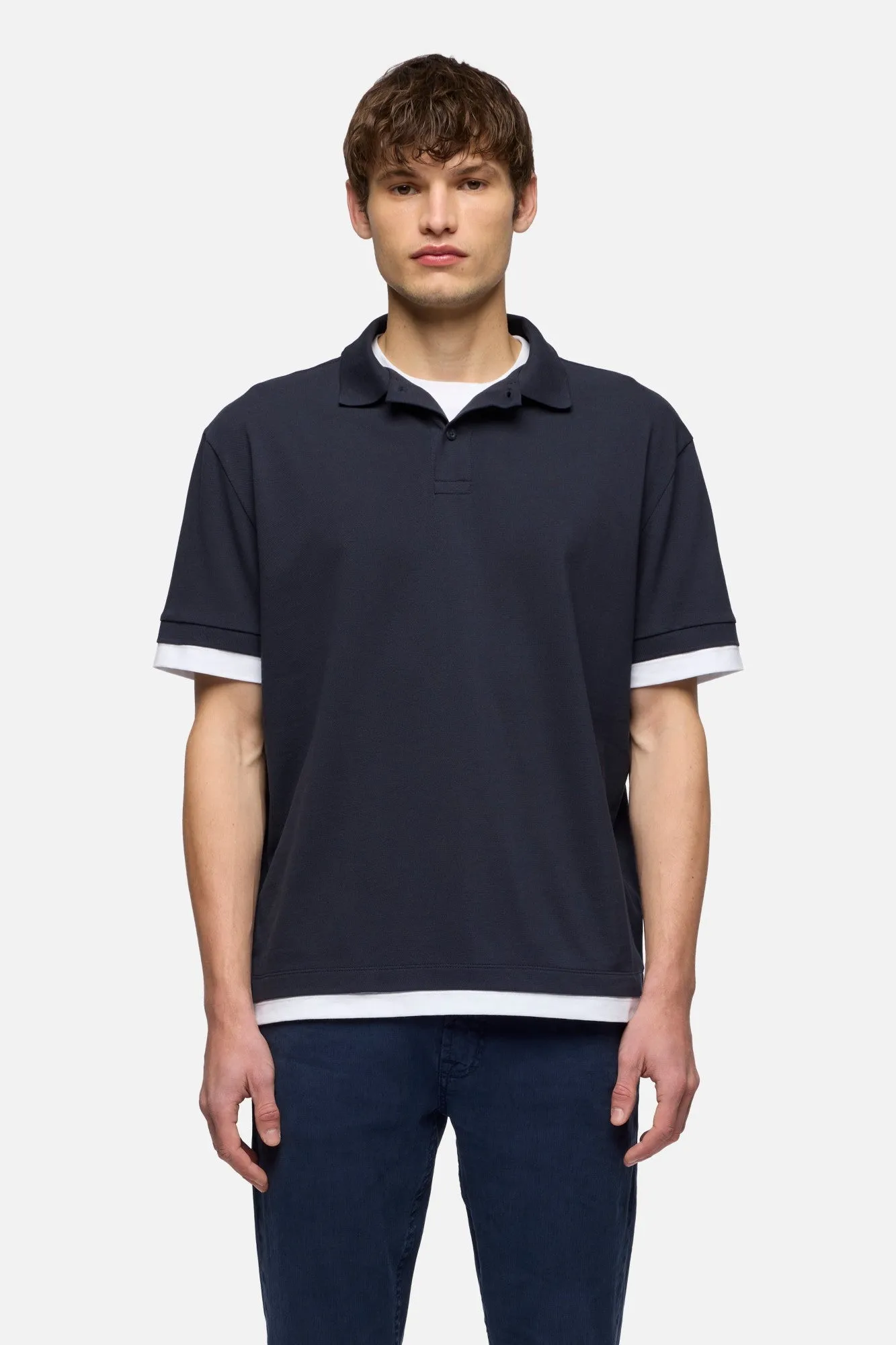 DOUBLE LAYER POLO in Midnight sold by 7 For All Mankind product image thumbnail 3