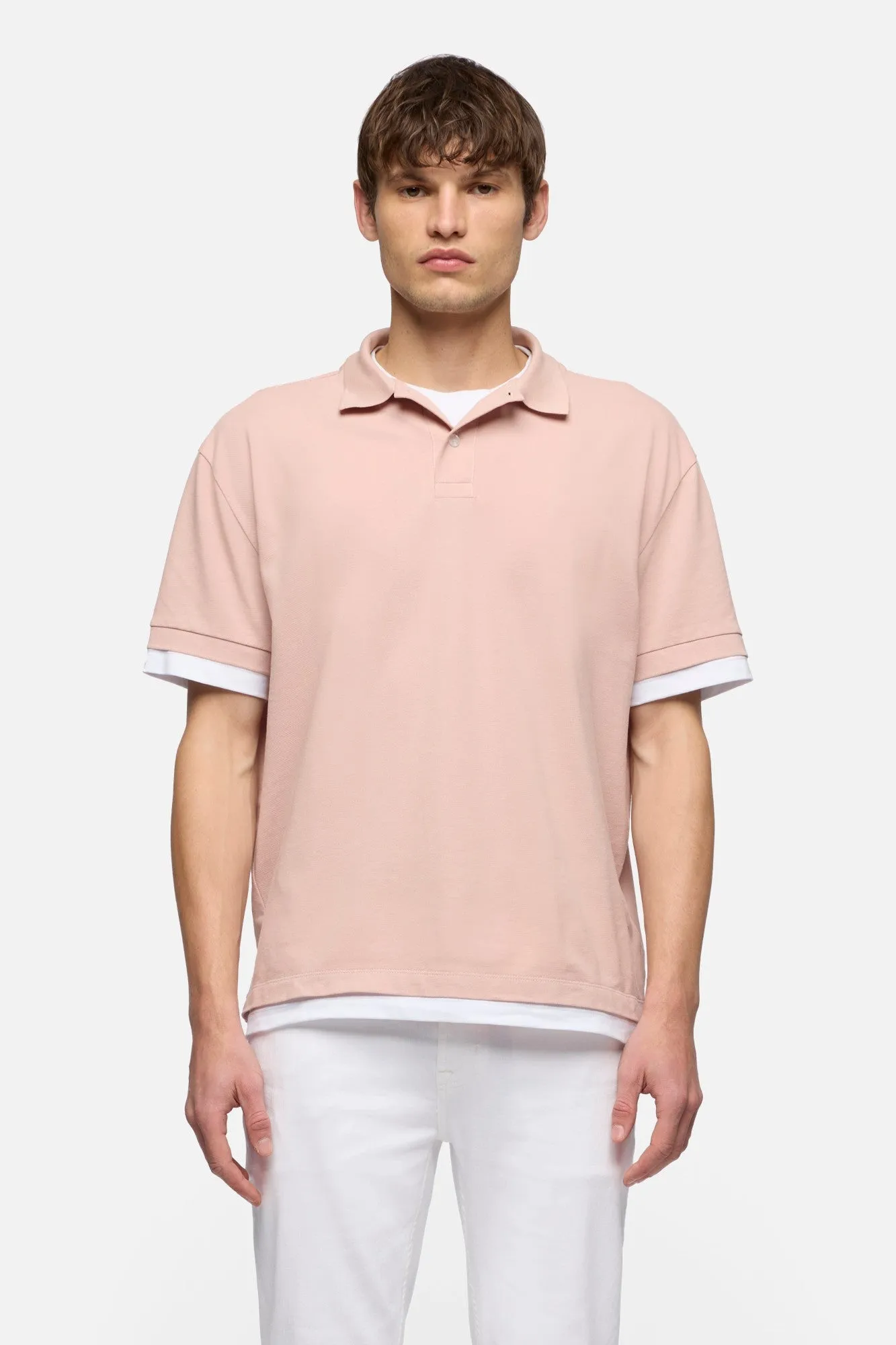 DOUBLE LAYER POLO in Rose sold by 7 For All Mankind product image thumbnail 3