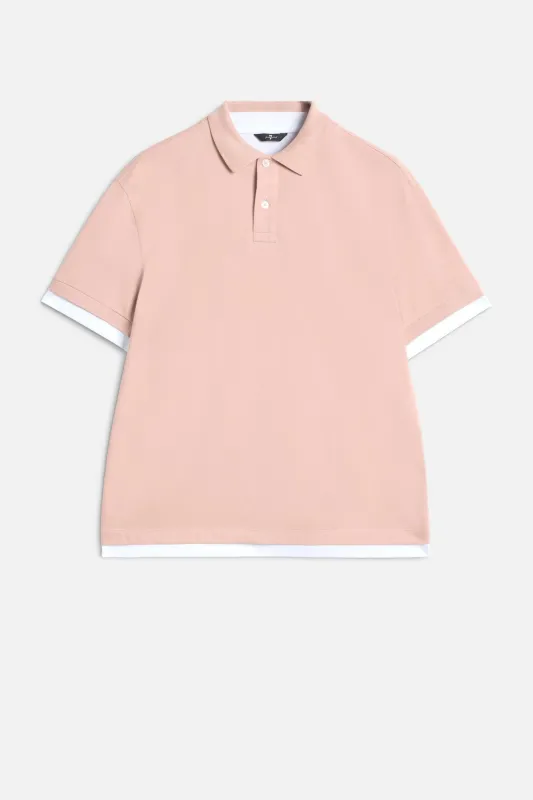 DOUBLE LAYER POLO in Rose sold by 7 For All Mankind