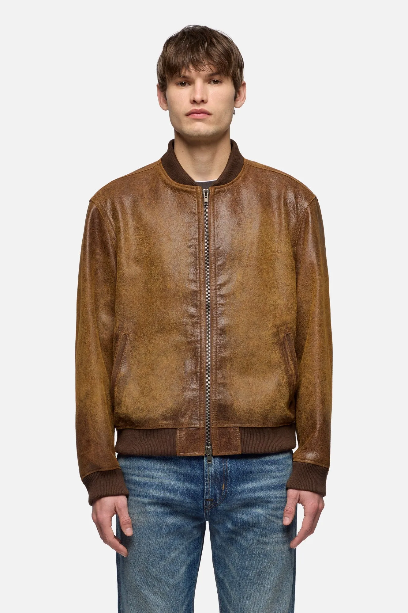 BOMBER JACKET in Leather Pecan sold by 7 For All Mankind product image thumbnail 3