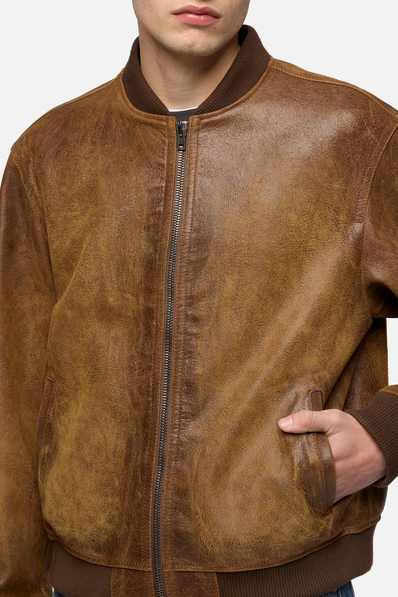 BOMBER JACKET in Leather Pecan sold by 7 For All Mankind product image thumbnail 4
