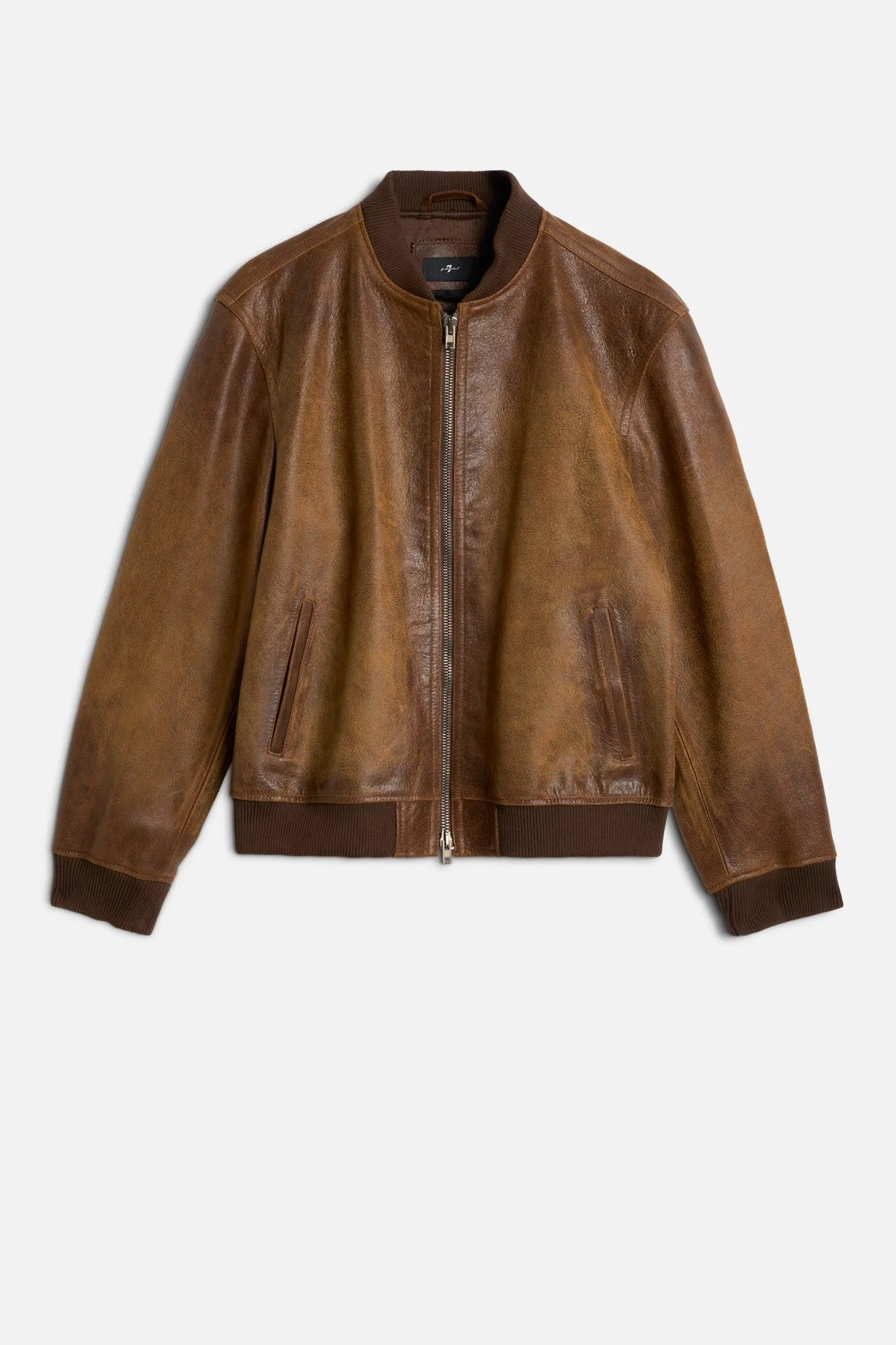 BOMBER JACKET in Leather Pecan sold by 7 For All Mankind