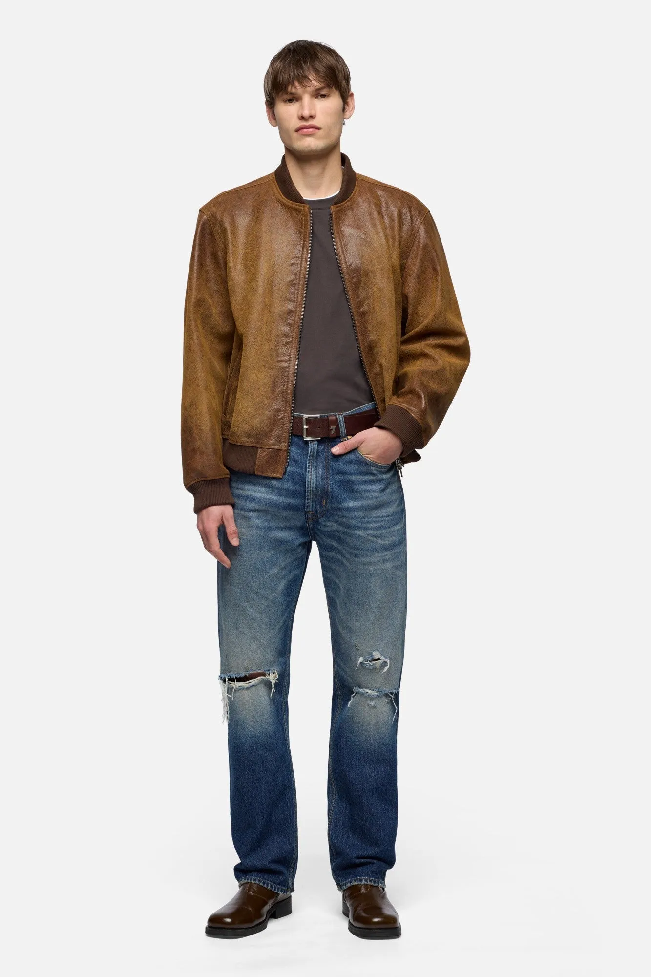 BOMBER JACKET in Leather Pecan sold by 7 For All Mankind product image thumbnail 2