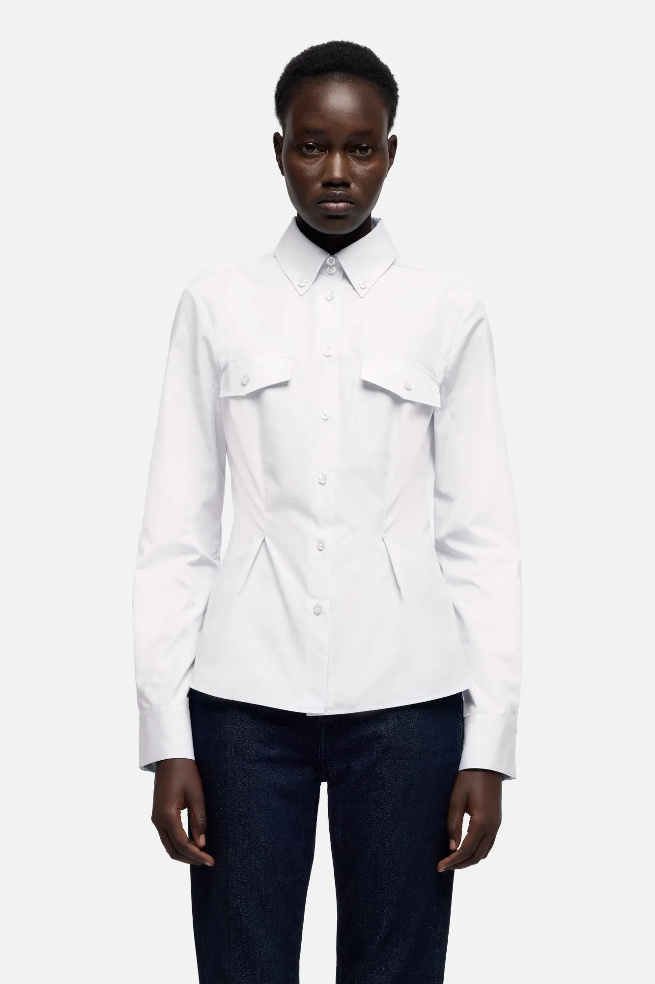 SLANT MILITARY SHIRT in Poplin Optical White sold by 7 For All Mankind product image thumbnail 3