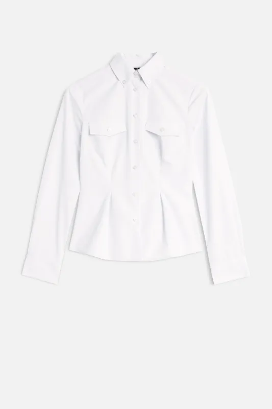 SLANT MILITARY SHIRT in Poplin Optical White sold by 7 For All Mankind