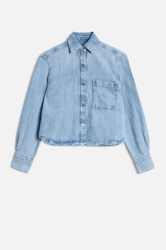 IVY SHIRT in Indigo Linen Iris sold by 7 For All Mankind