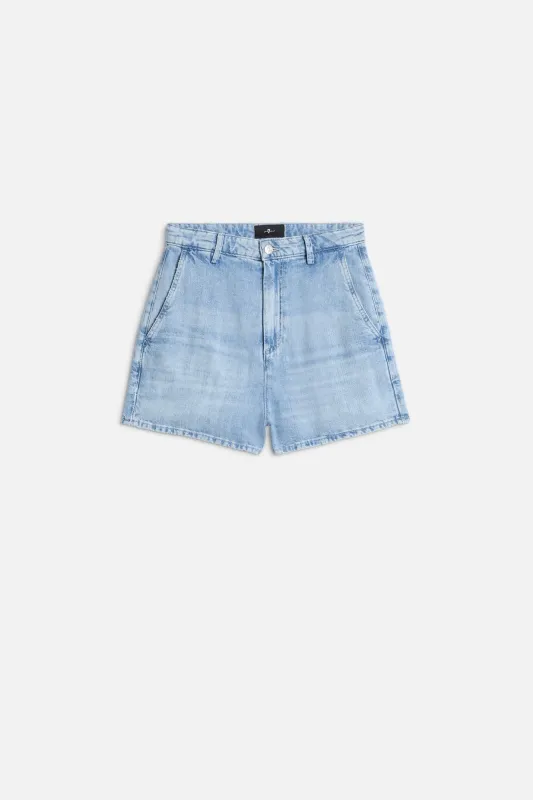 TROUSER SHORT in Indigo Linen Iris made by 7 For All Mankind