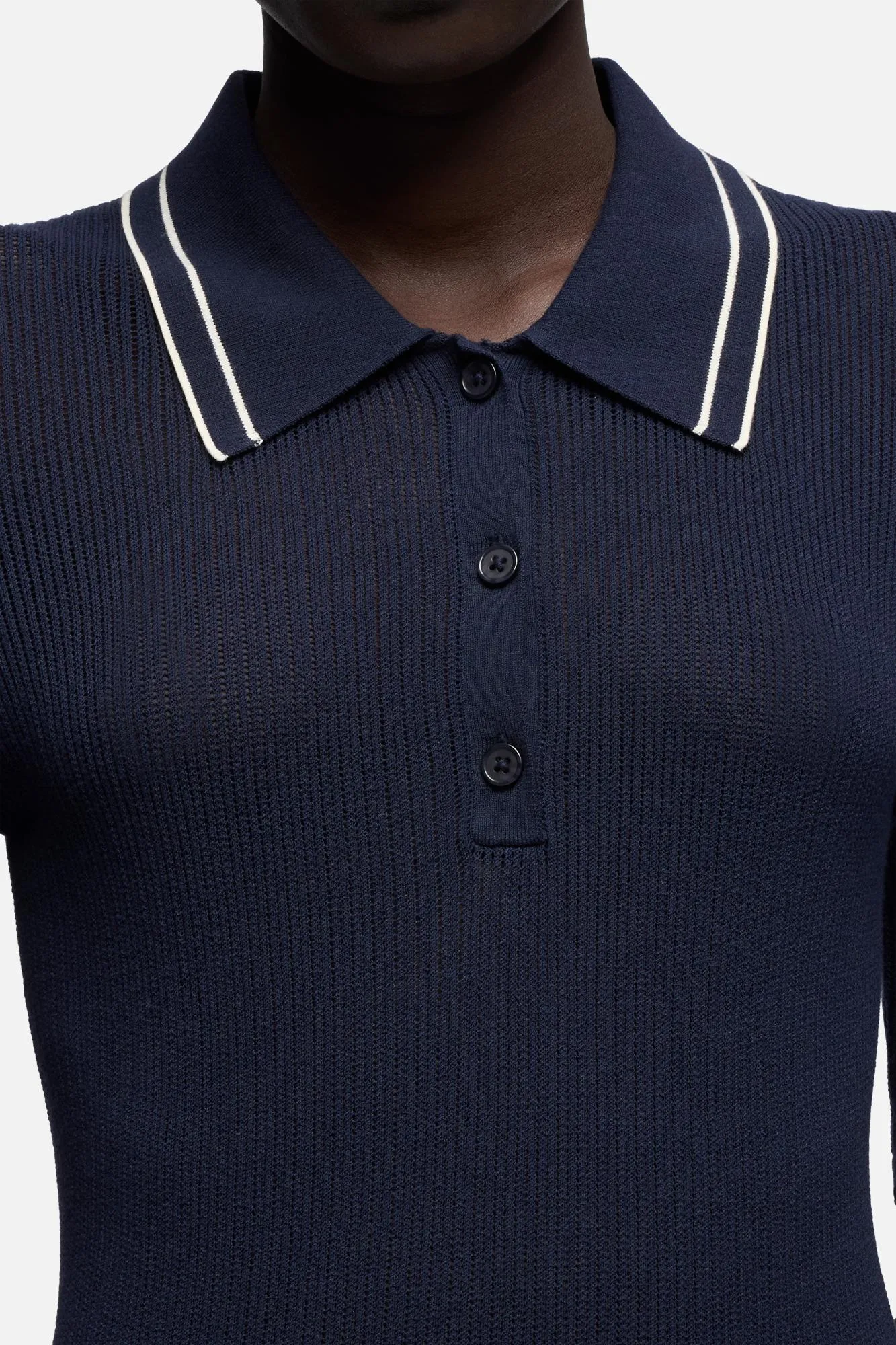 PIPED COLLAR POLO in Navy sold by 7 For All Mankind product image thumbnail 4