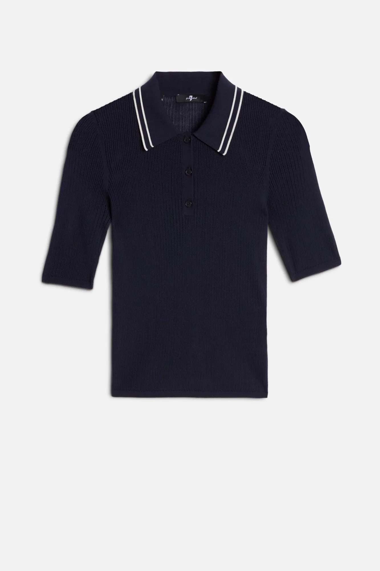 PIPED COLLAR POLO in Navy sold by 7 For All Mankind
