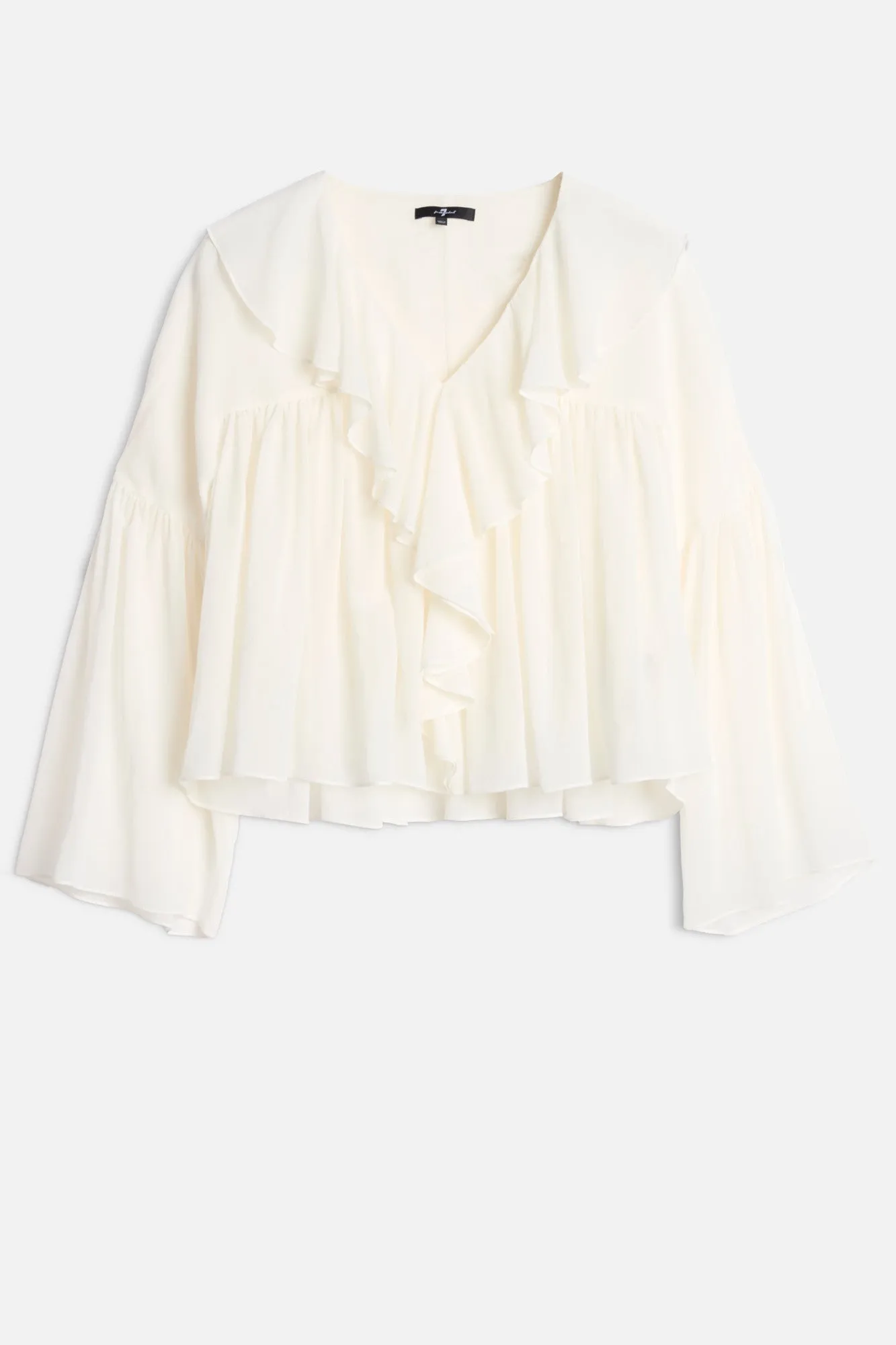 FLOWY LONG SLEEVE BLOUSE in Silk Blend Cotton Ivory sold by 7 For All Mankind