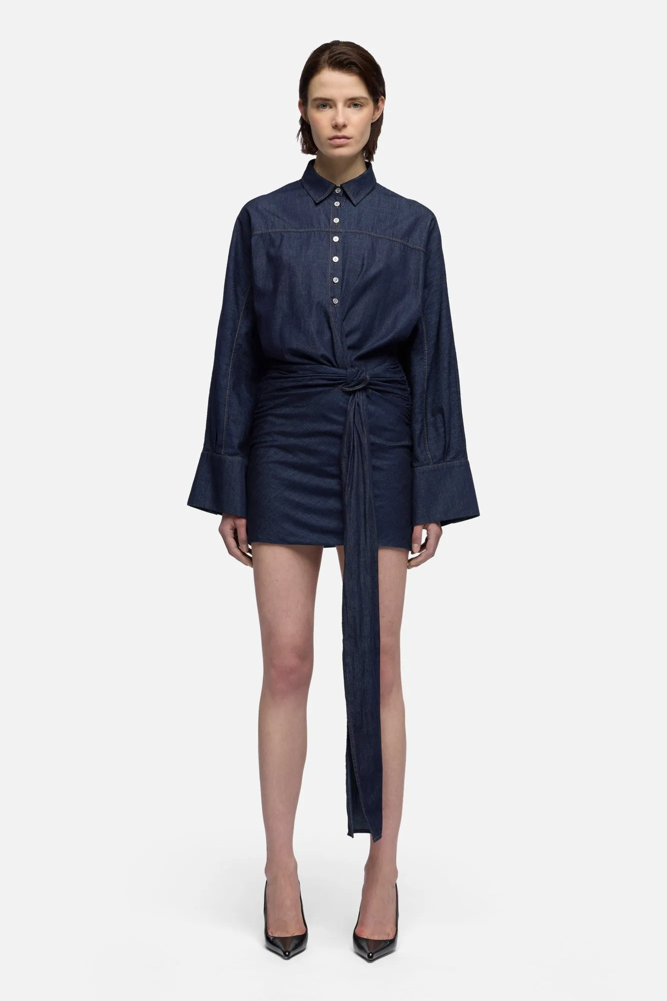 WAIST TIE DRESS in Denim Abyss sold by 7 For All Mankind product image thumbnail 3
