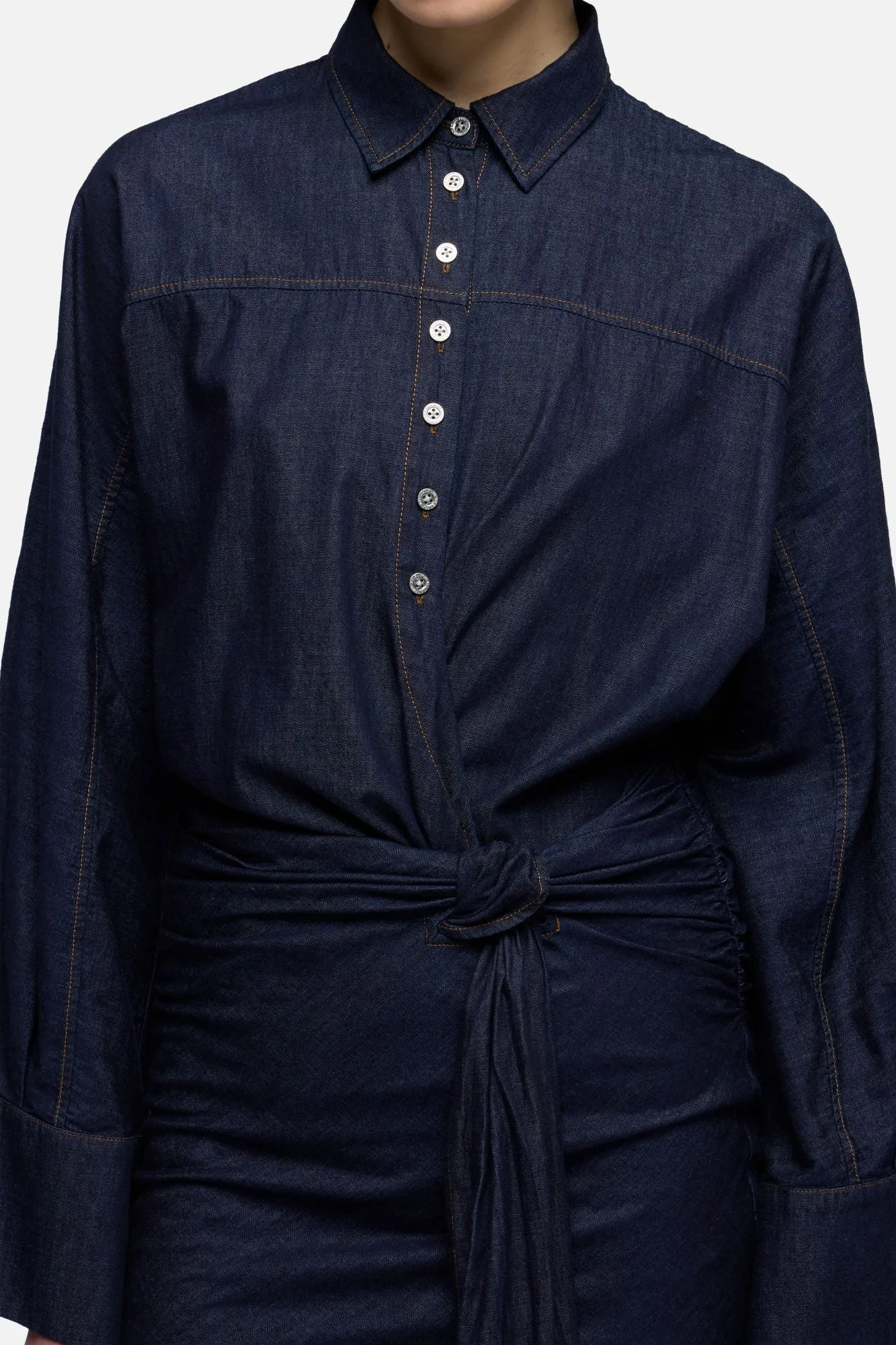WAIST TIE DRESS in Denim Abyss sold by 7 For All Mankind product image thumbnail 4