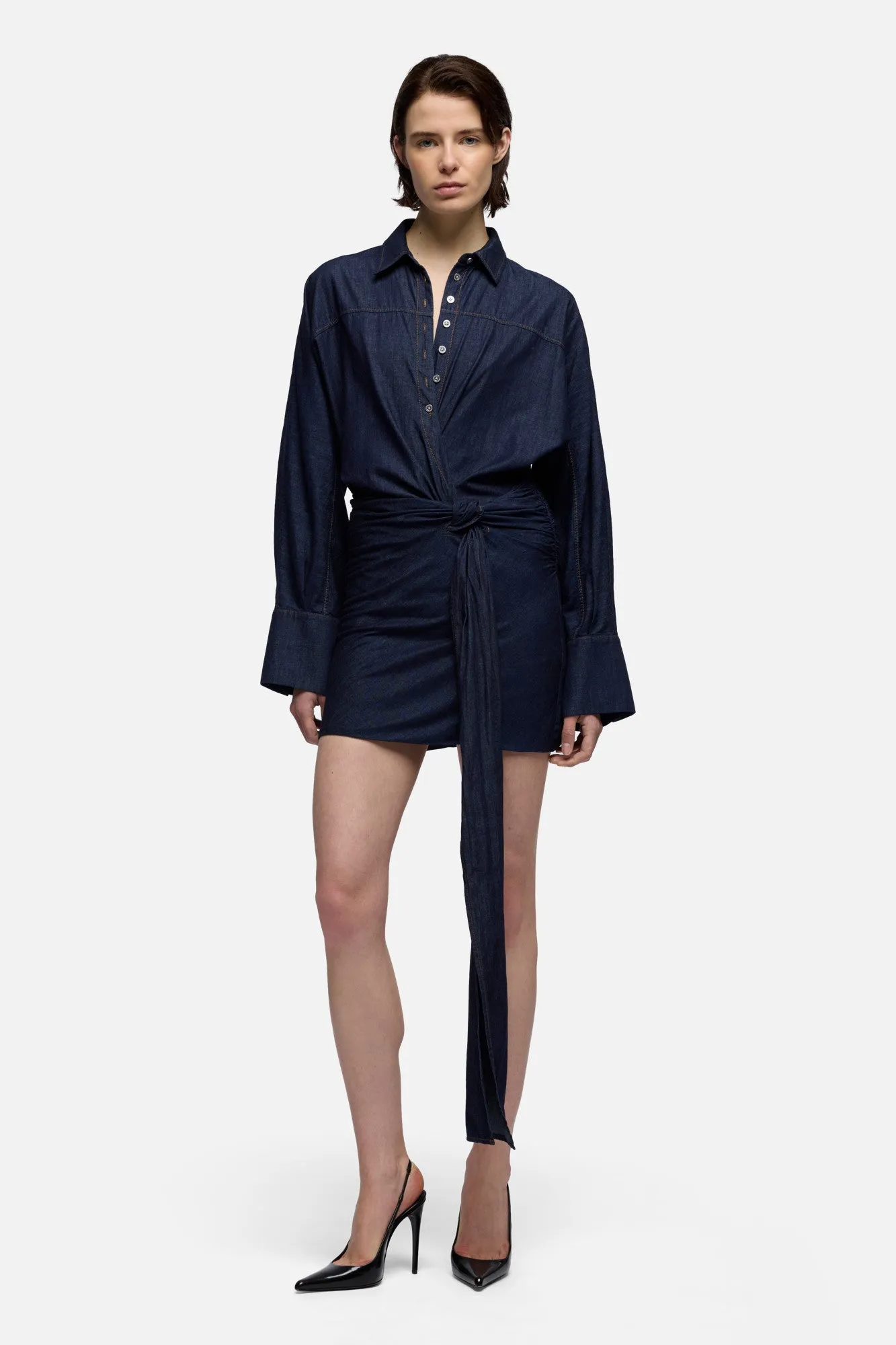 WAIST TIE DRESS in Denim Abyss sold by 7 For All Mankind product image thumbnail 2