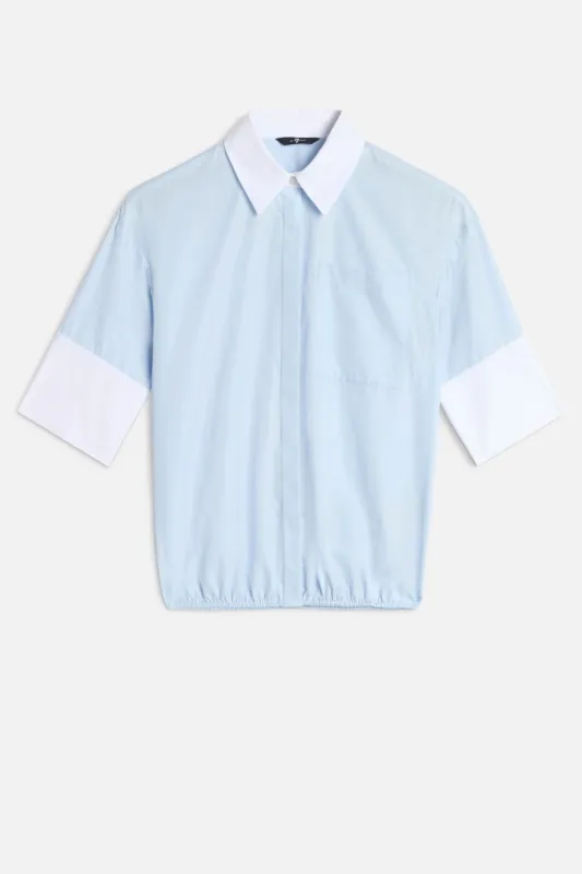 SHORT SLEEVE SHIRT in Poplin Sky Blue made by 7 For All Mankind
