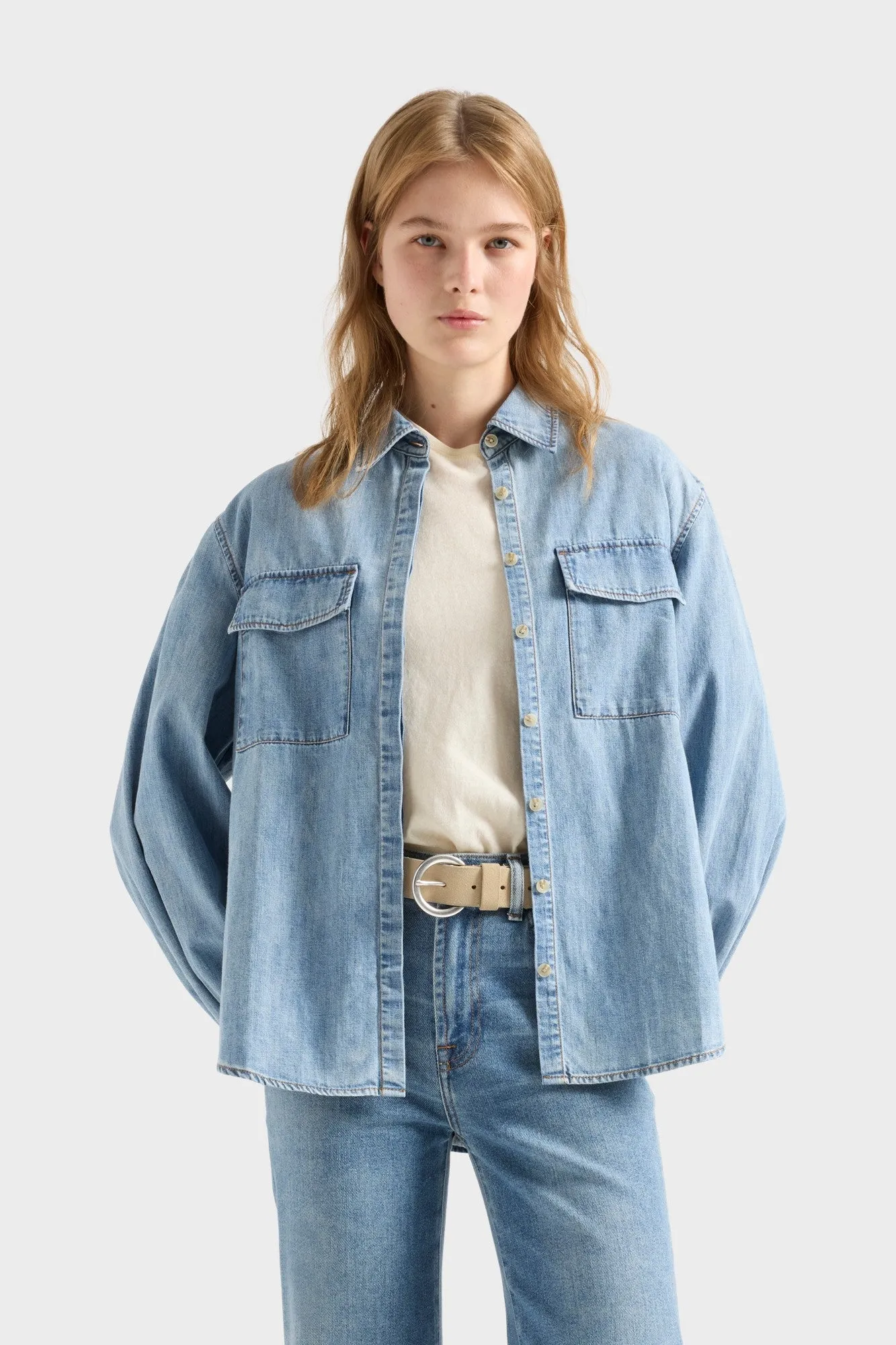 LONG SLEEVE REGULAR SHIRT in Denim Loft sold by 7 For All Mankind product image thumbnail 3