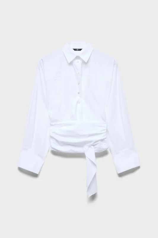 WAIST TIE SHIRT in Poplin Optical White made by 7 For All Mankind