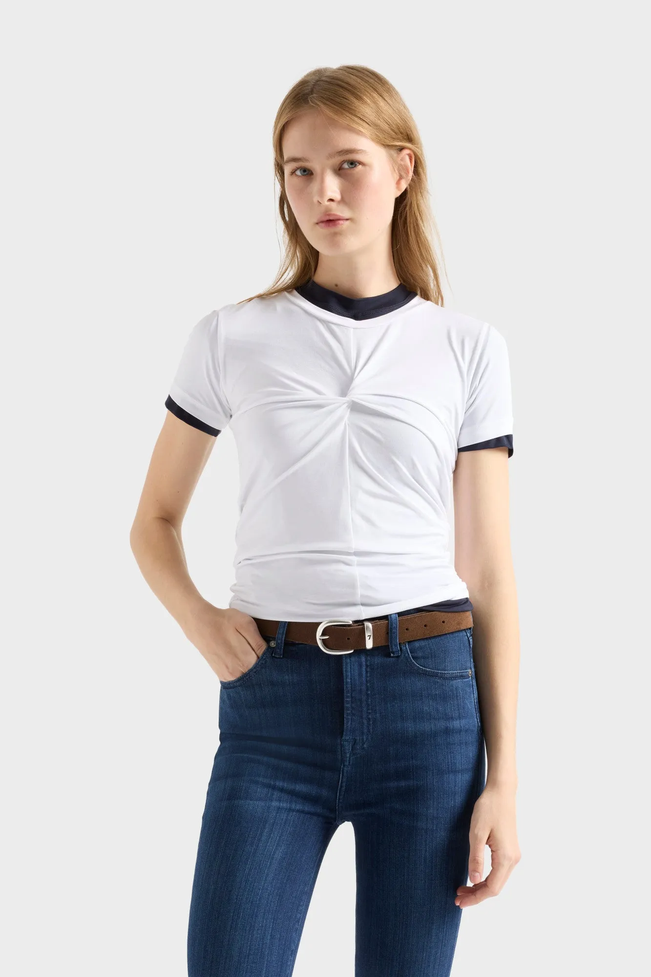 TWISTED TEE in Lyocell Optical White sold by 7 For All Mankind product image thumbnail 3