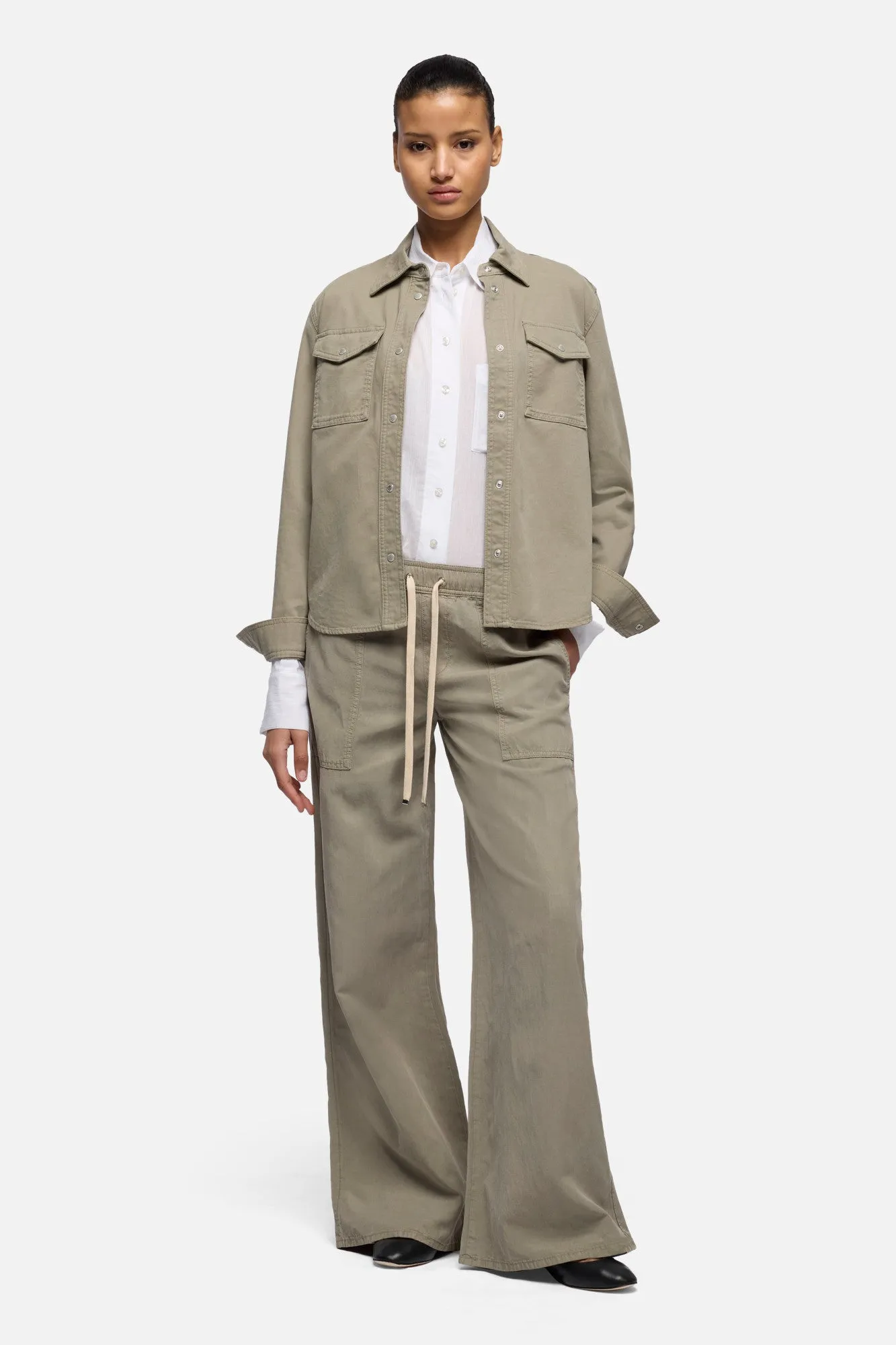 UTILITY PULL ON WIDE LEG in Lyocell Linen Military sold by 7 For All Mankind product image thumbnail 2