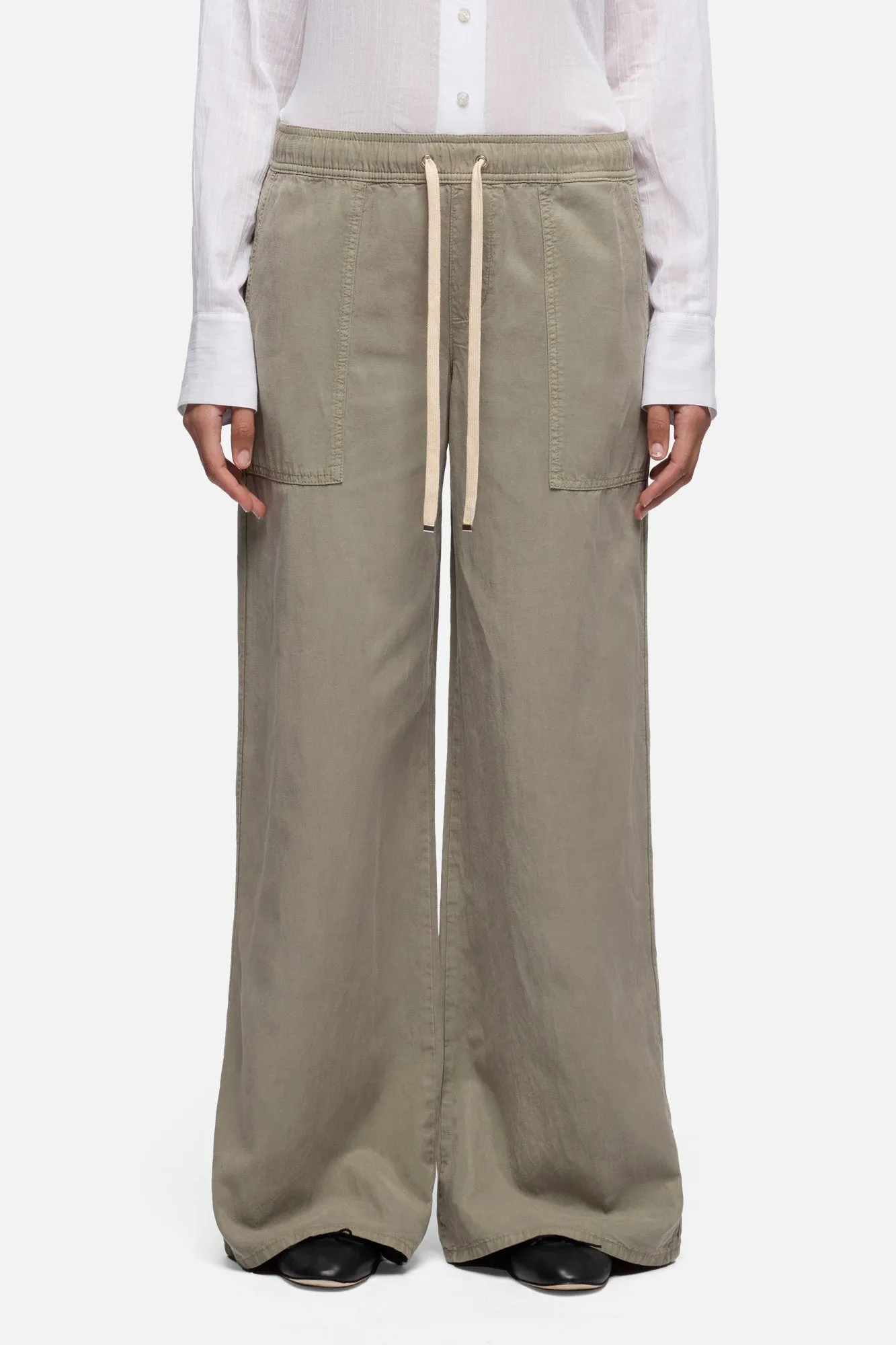 UTILITY PULL ON WIDE LEG in Lyocell Linen Military sold by 7 For All Mankind product image thumbnail 3