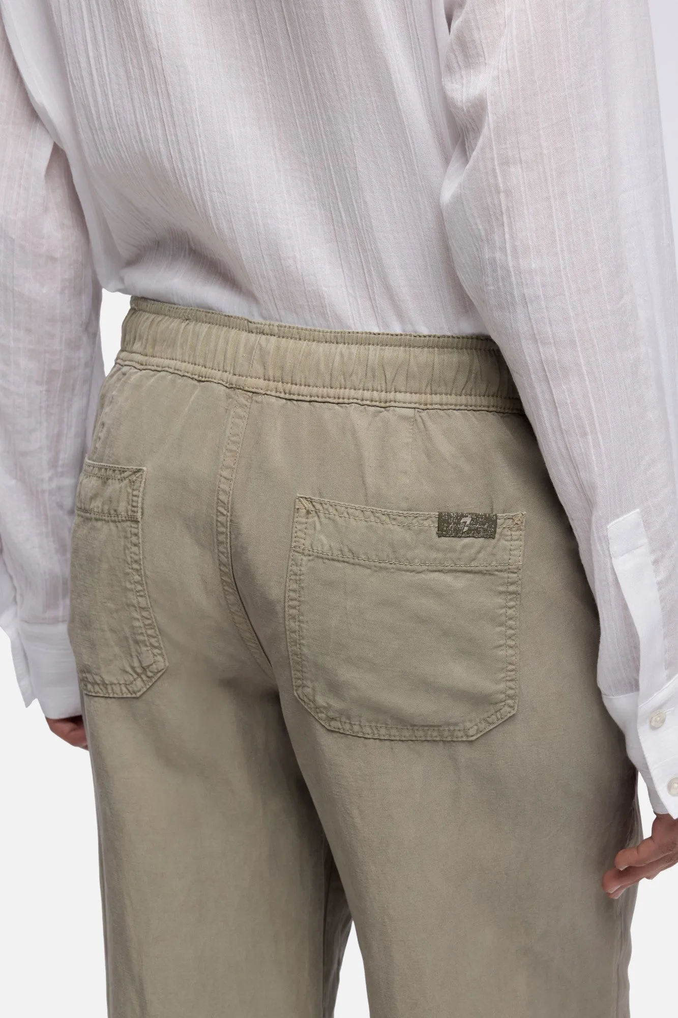 UTILITY PULL ON WIDE LEG in Lyocell Linen Military sold by 7 For All Mankind product image thumbnail 4