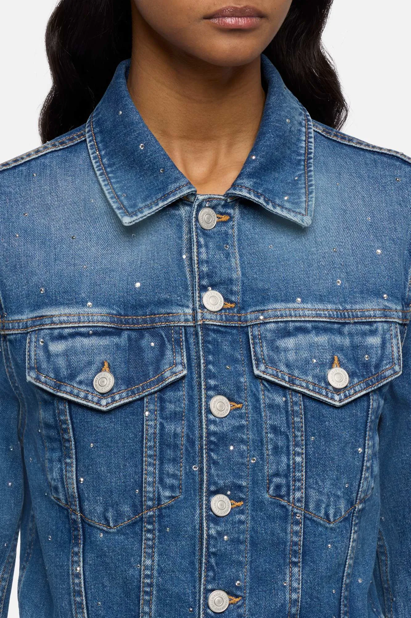 EMBELLISHED SHRUNKEN JACKET in Comfort Blue Shine sold by 7 For All Mankind product image thumbnail 4
