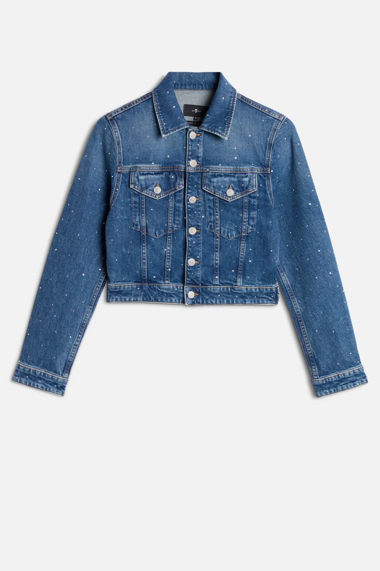 EMBELLISHED SHRUNKEN JACKET in Comfort Blue Shine sold by 7 For All Mankind