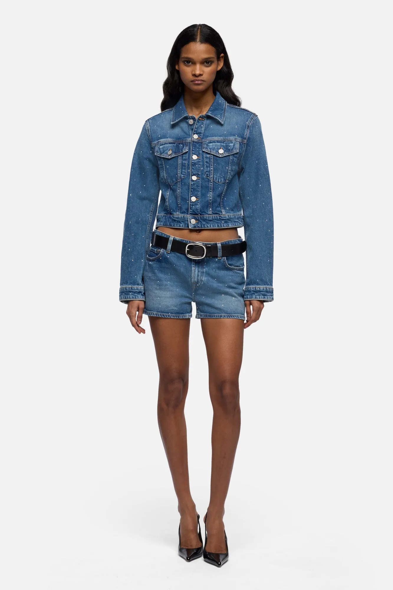 EMBELLISHED SHRUNKEN JACKET in Comfort Blue Shine sold by 7 For All Mankind product image thumbnail 2