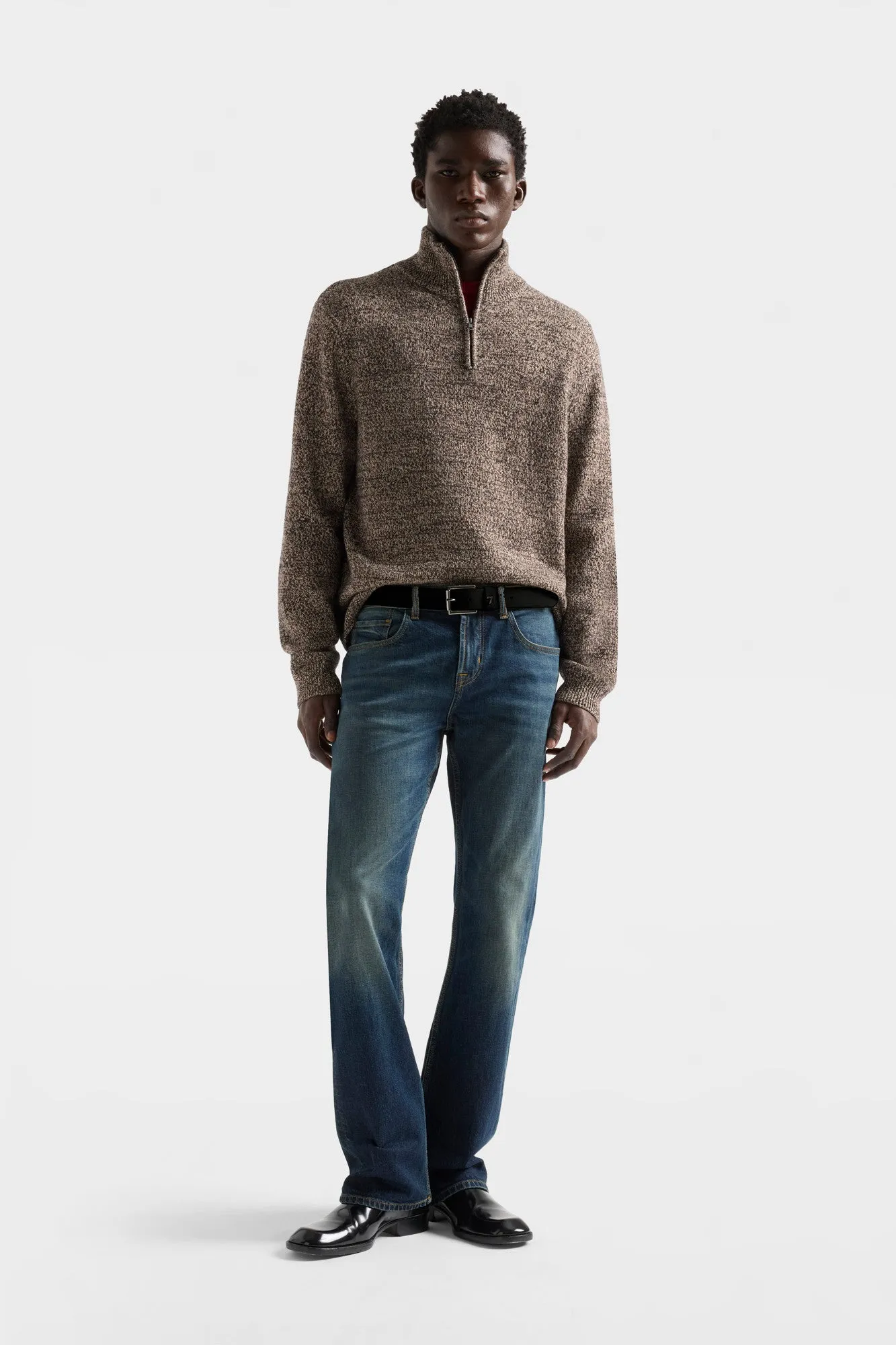 HALF ZIP SWEATER in Cotton Wool Parchment sold by 7 For All Mankind product image thumbnail 2