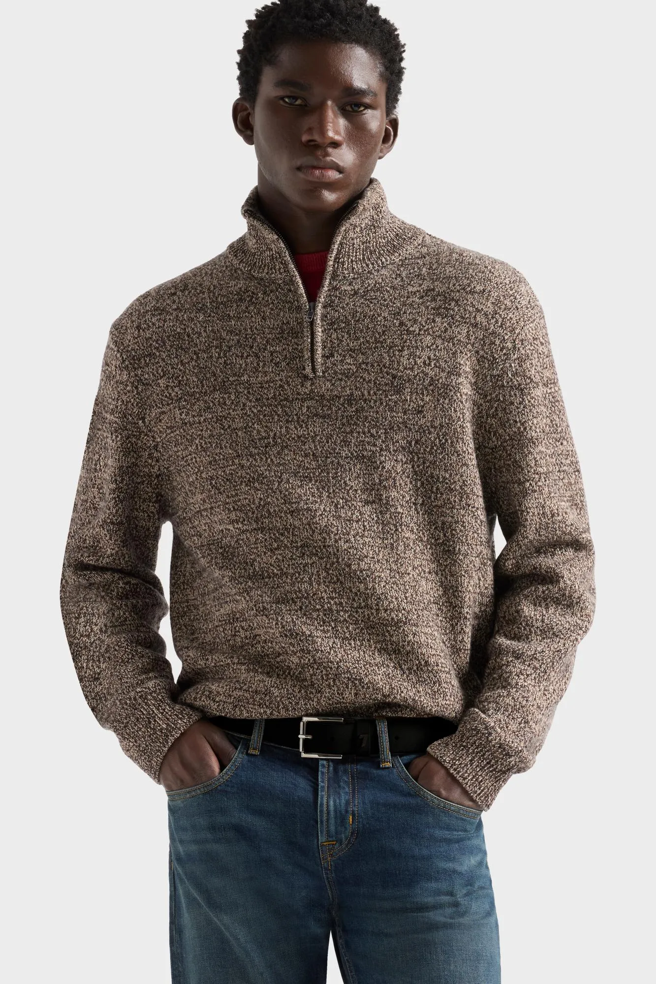 HALF ZIP SWEATER in Cotton Wool Parchment sold by 7 For All Mankind product image thumbnail 3