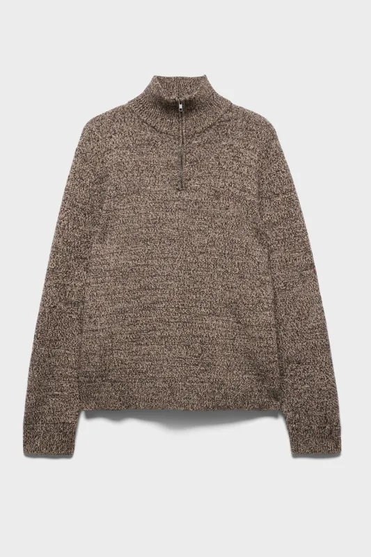 HALF ZIP SWEATER in Cotton Wool Parchment made by 7 For All Mankind