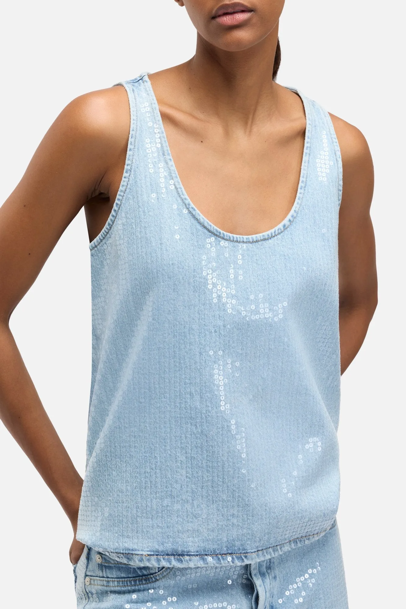 MANKIND Long Tank in Shimmer sold by 7 For All Mankind product image thumbnail 4