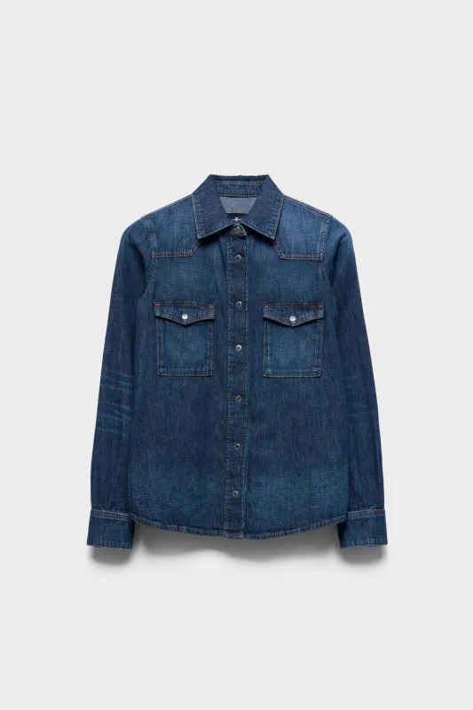 WESTERN SHIRT in Denim Rainfall made by 7 For All Mankind