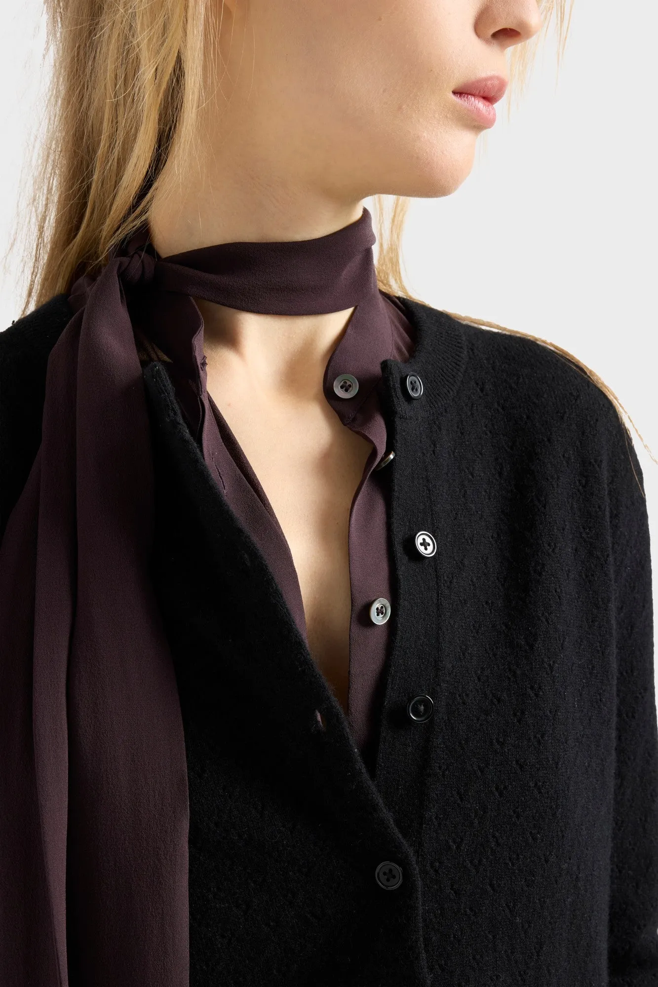 POINTELLE CARDIGAN in Cashmere Coal sold by 7 For All Mankind product image thumbnail 4