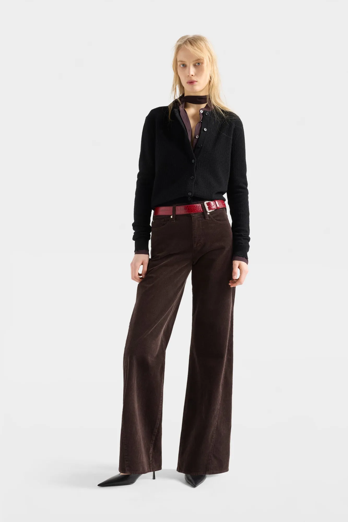 POINTELLE CARDIGAN in Cashmere Coal sold by 7 For All Mankind product image thumbnail 2