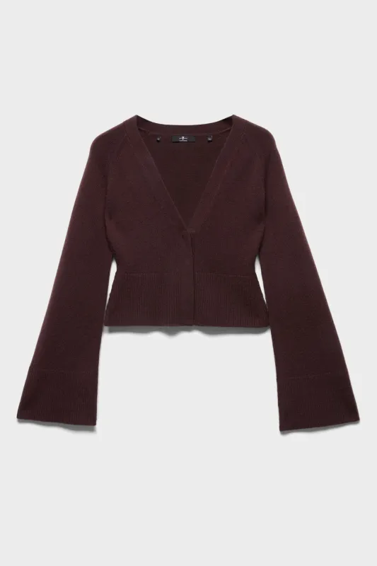 LARGE RIB CARDIGAN in Cashmere Coffee Bean made by 7 For All Mankind