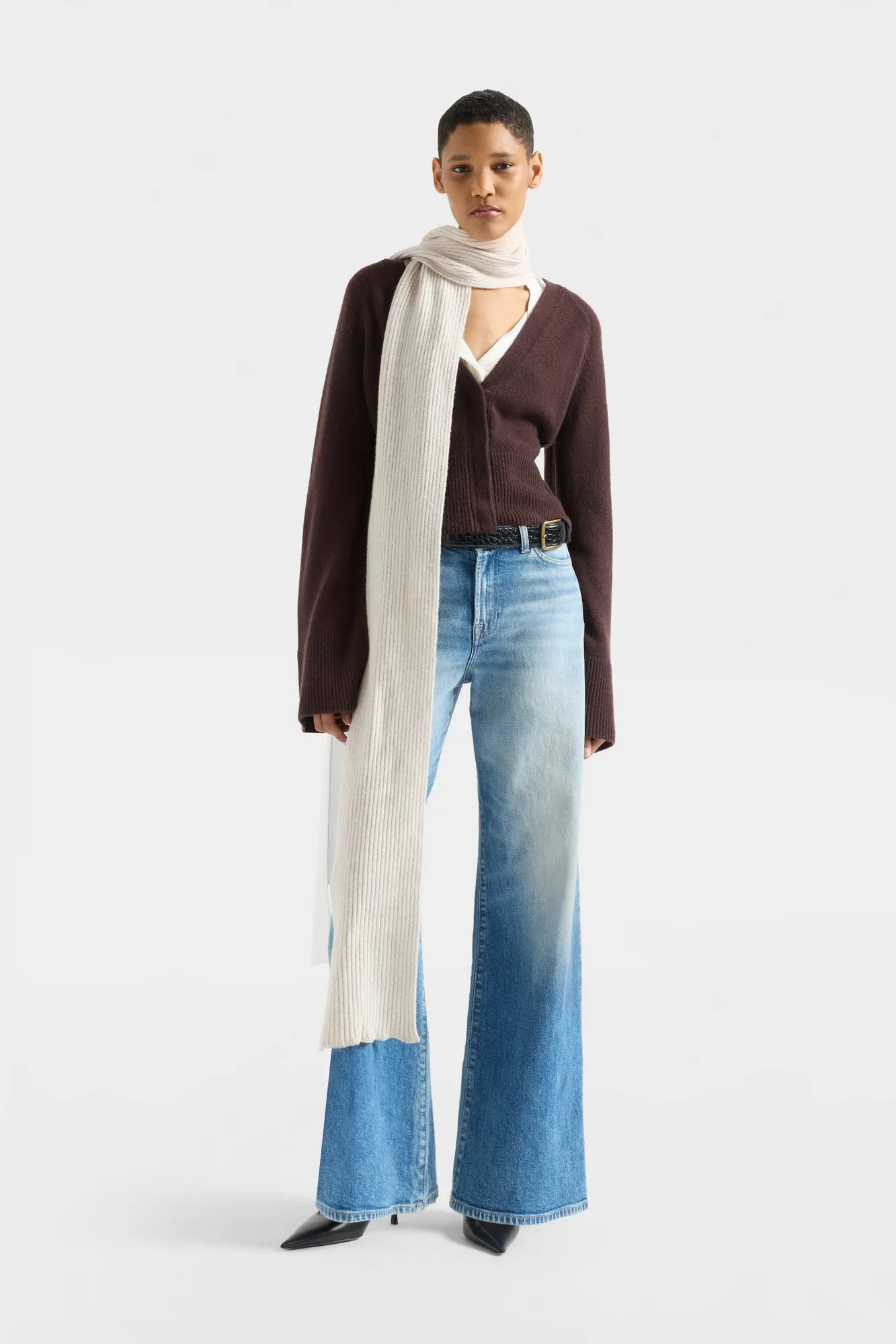 LARGE RIB CARDIGAN in Cashmere Coffee Bean sold by 7 For All Mankind product image thumbnail 2