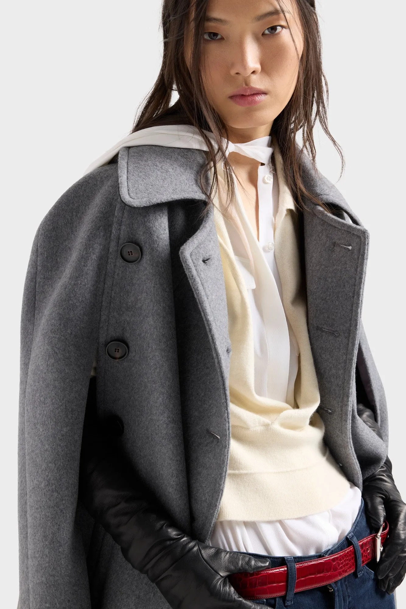 DOUBLE RIB POLO SWEATER in Cashmere White sold by 7 For All Mankind product image thumbnail 4