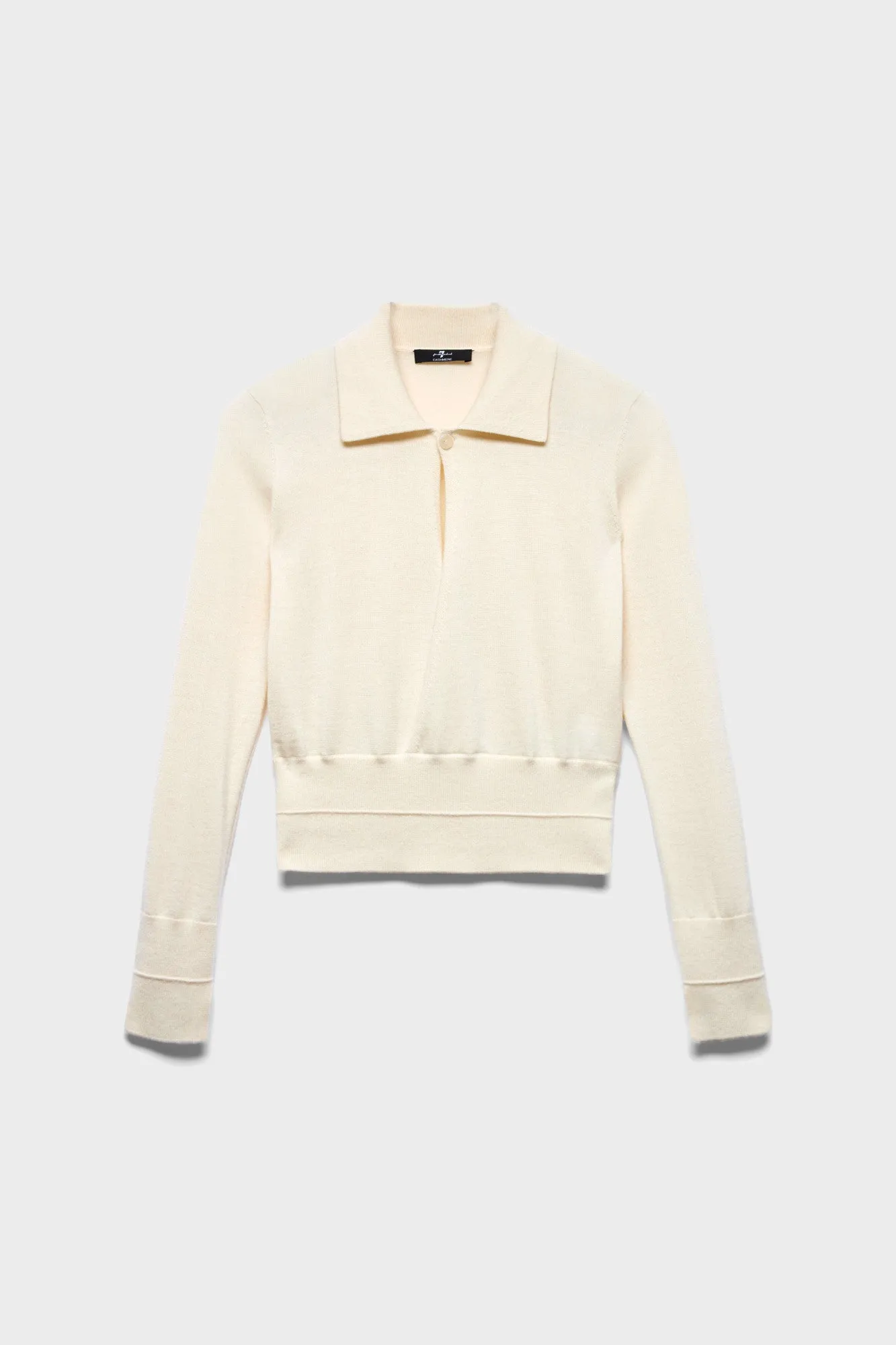 DOUBLE RIB POLO SWEATER in Cashmere White sold by 7 For All Mankind