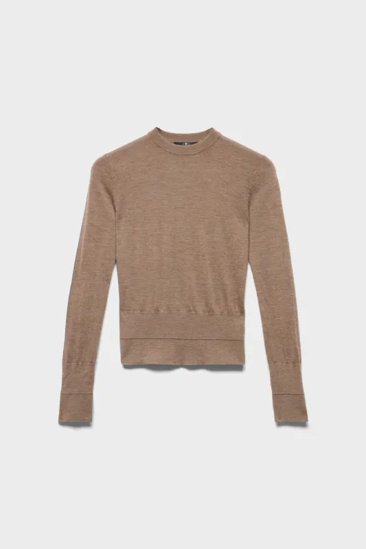DOUBLE RIB CREWNECK SWEATER in Cashmere Sandcastle made by 7 For All Mankind