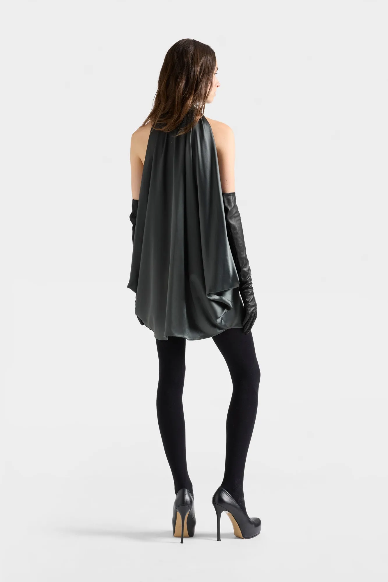 PETAL MINI DRESS in Satin Quicksilver sold by 7 For All Mankind product image thumbnail 5