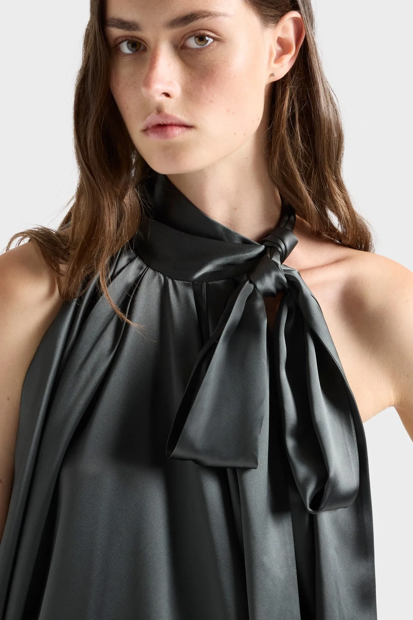 PETAL MINI DRESS in Satin Quicksilver sold by 7 For All Mankind product image thumbnail 4